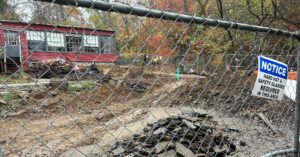 Fence in front of a construction zone